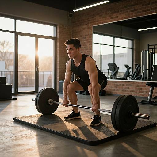 Muscular Man Deadlift in Luxury Gym