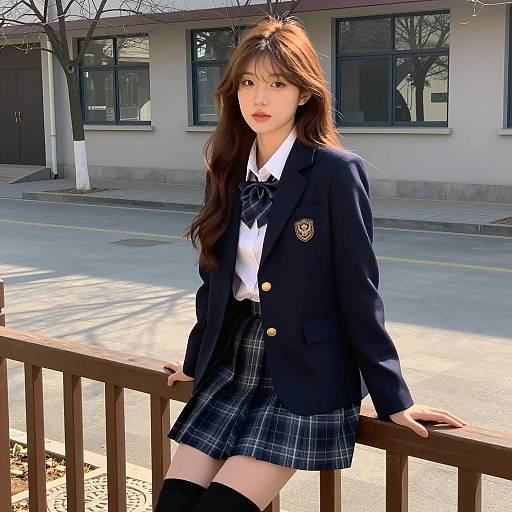 Asian Schoolgirl in Classic Attire
