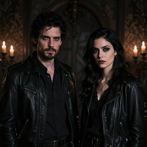 Dark Gothic Couple in Leather Jackets
