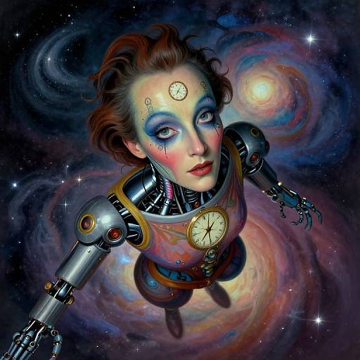 Surreal Cybernetic Circus Performer Portrait