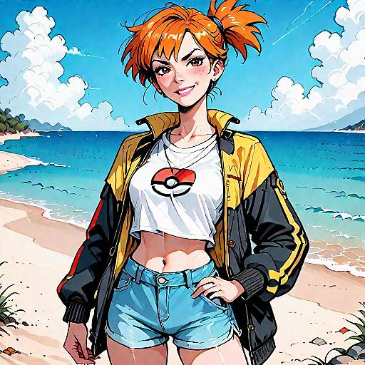 Anime Girl Misty on Beach
