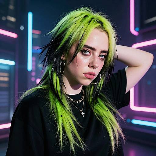 Billie Eilish Cyberpunk Hair Art