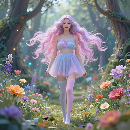 Ethereal Femboy in Fantasy Forest