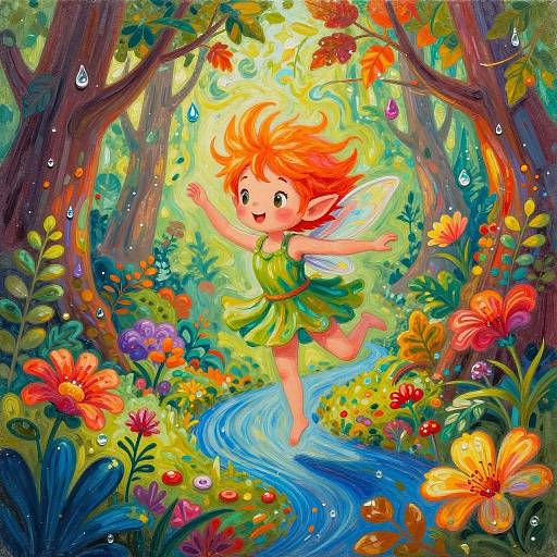 Whimsical Sprite in Autumn Forest