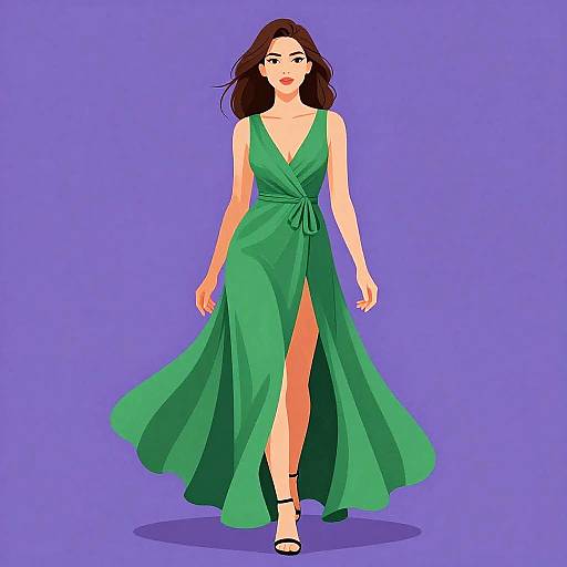 Elegant Woman in Emerald Maxi Dress
