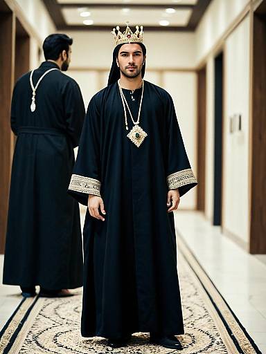 Regal Male in Open Abaya Costume