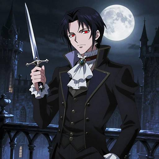 Vampiric Noble on Gothic Balcony