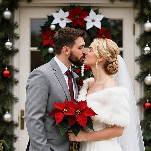 Romantic Christmas Wedding Moment