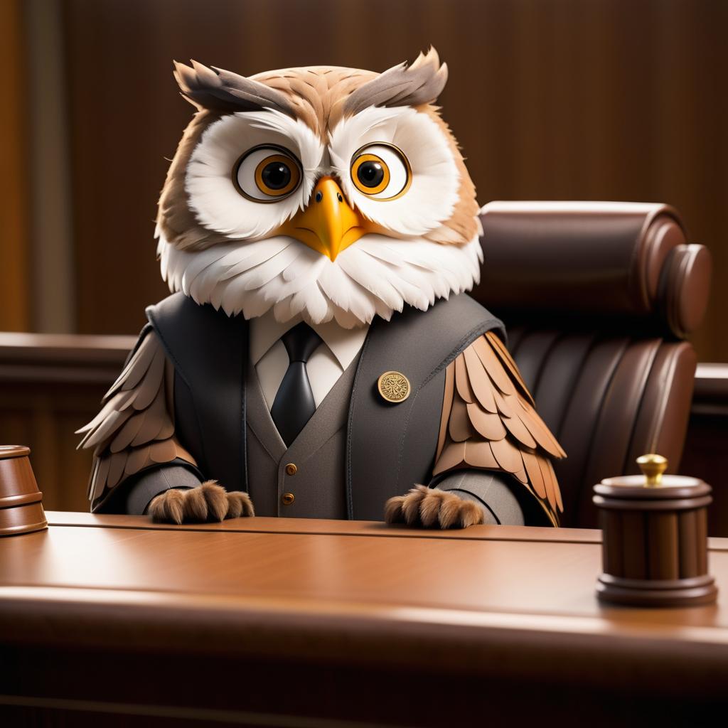 Animated Courtroom Drama with Wise Owl