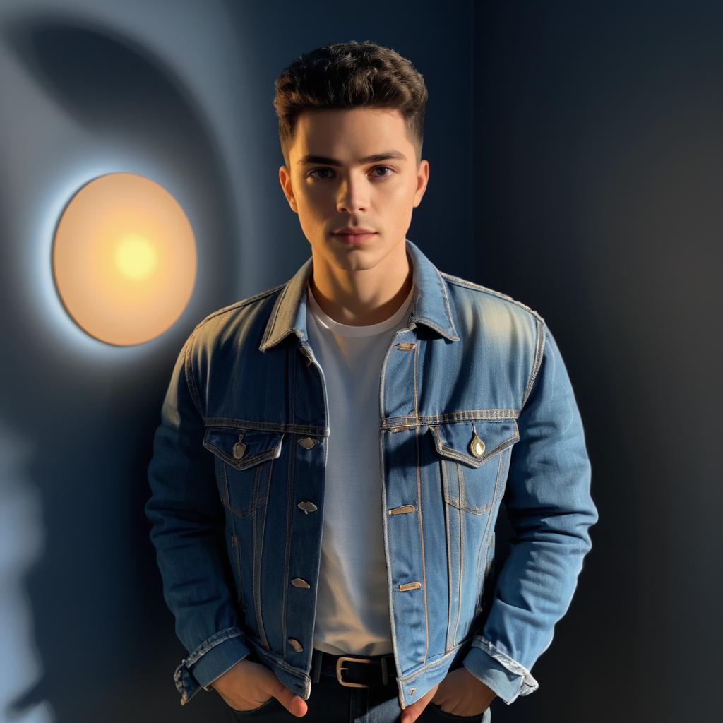 Youthful Man in Denim Jacket Portrait