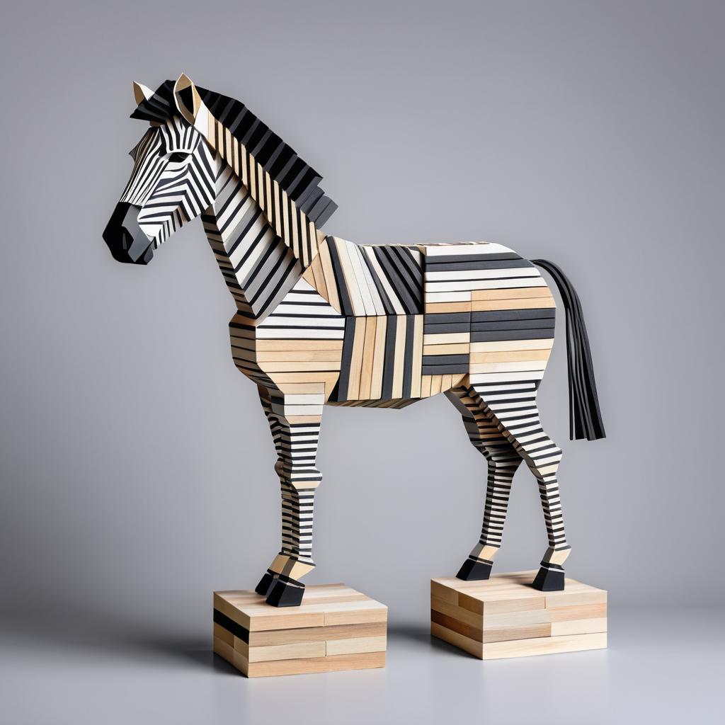 Wooden Block Zebra on Grey Background