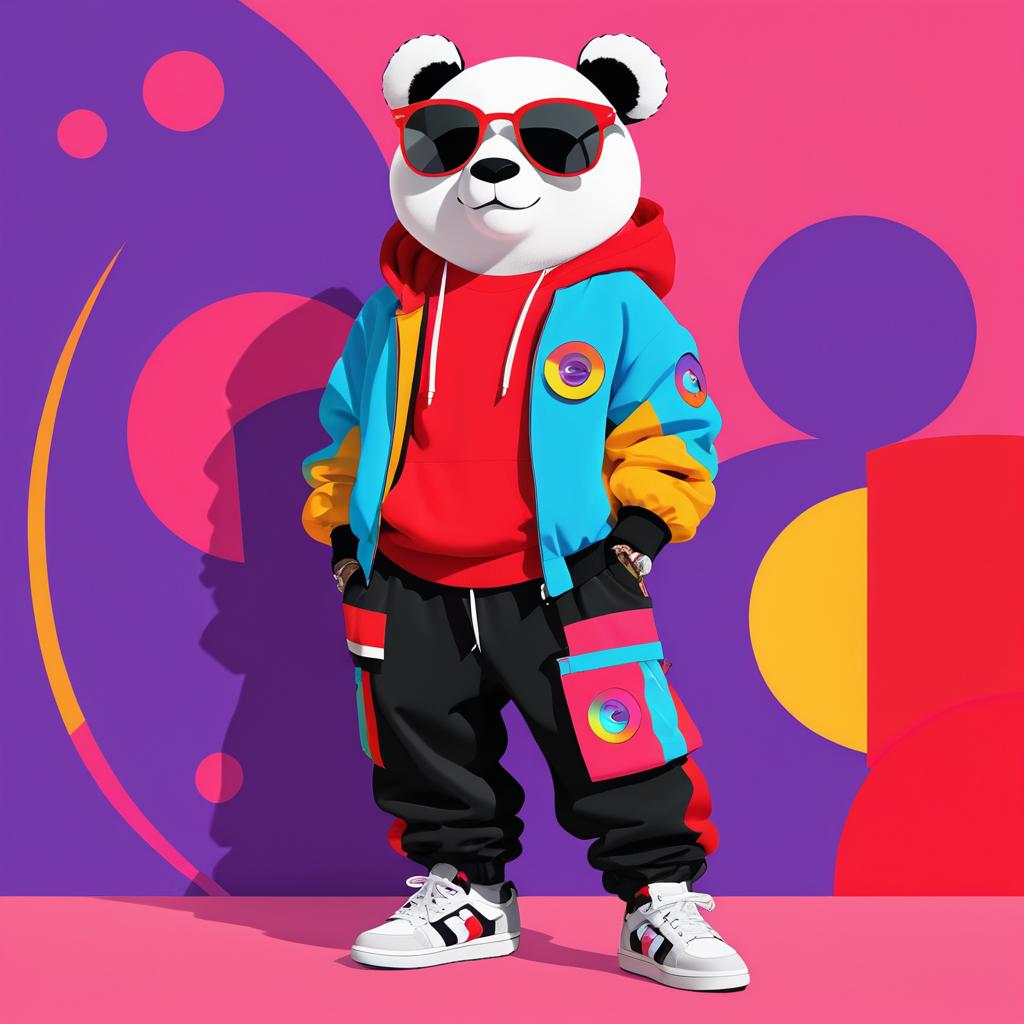 Cool Cartoon Panda in Stylish Outfit