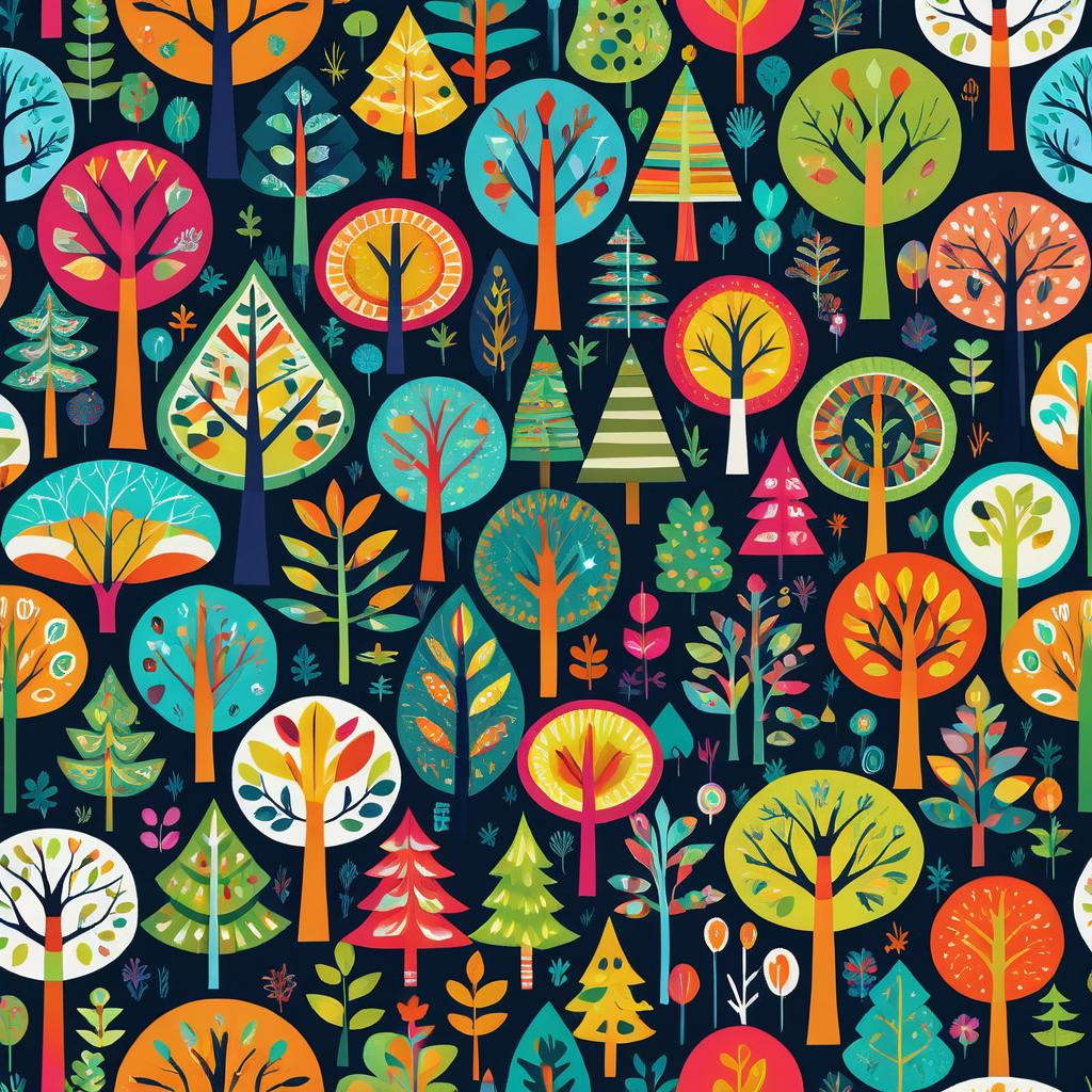 Whimsical Folk Art Forest Delight