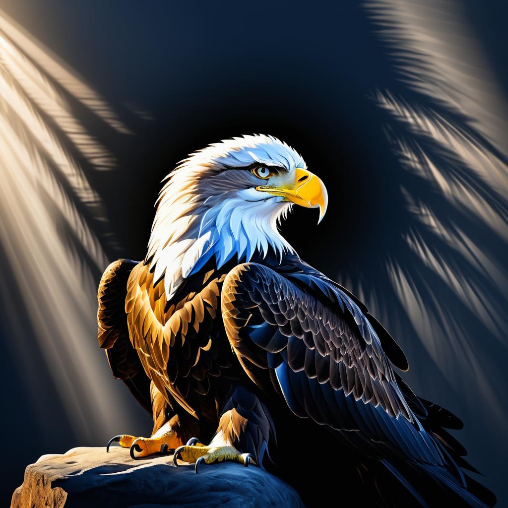 Majestic Eagle Portrait in Atmospheric Shadows