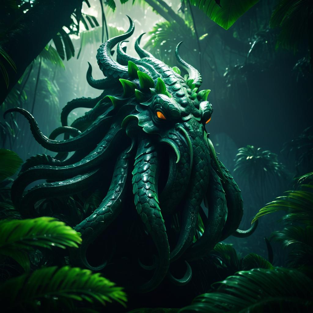 Ancient Kraken in a Jungle Portrait