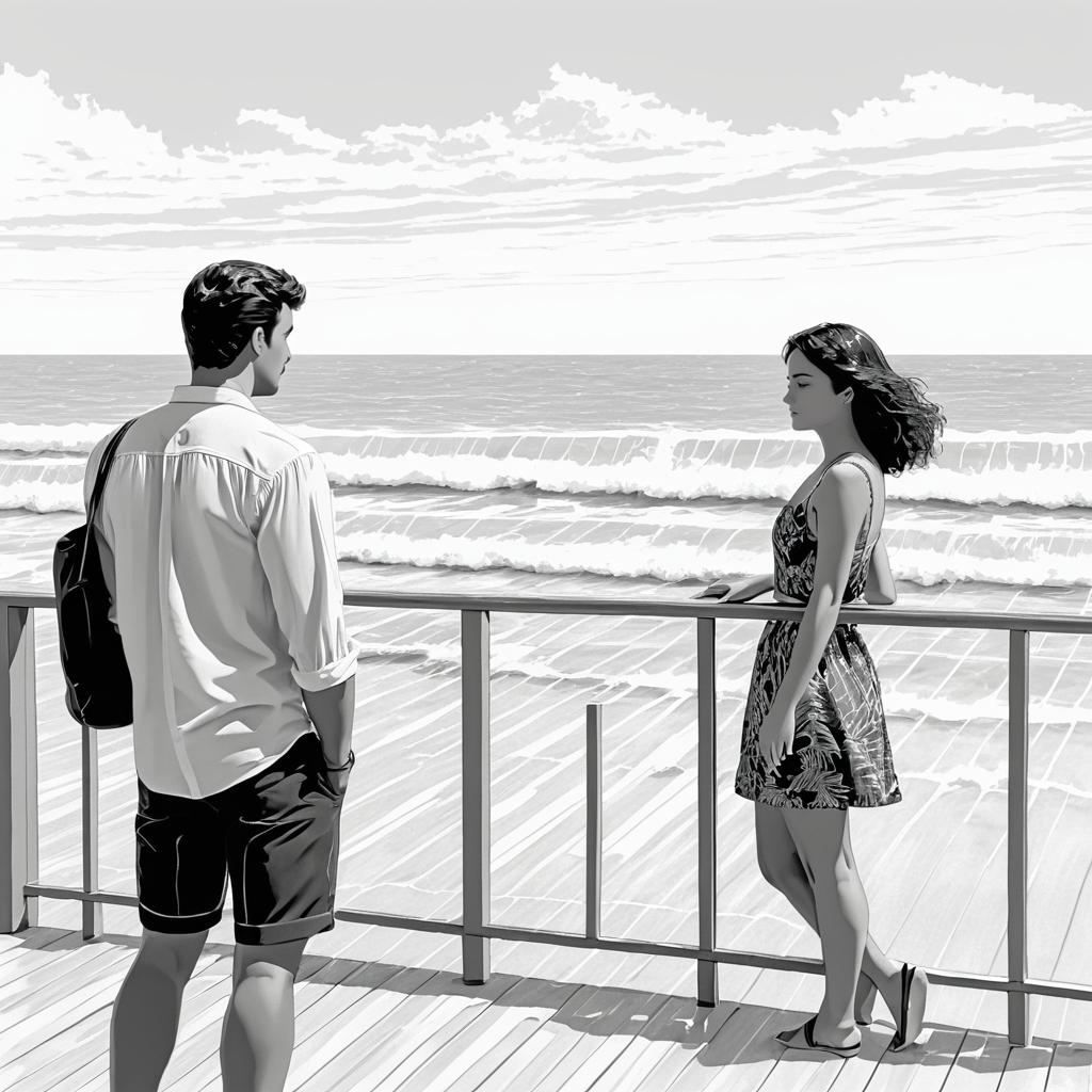 Lonely Reflections at the Beachside Railing