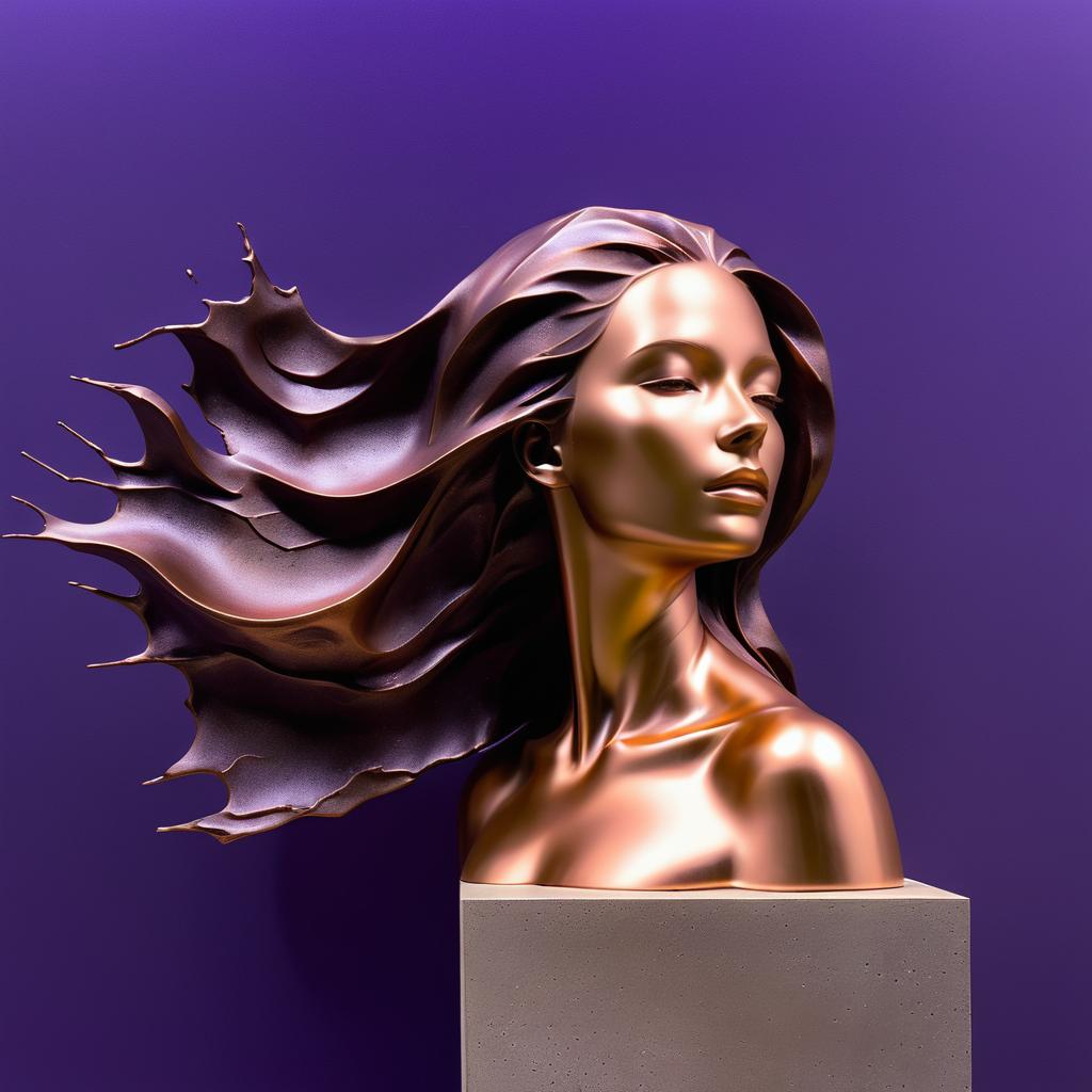 Surreal Minimalist Copper Woman Sculpture