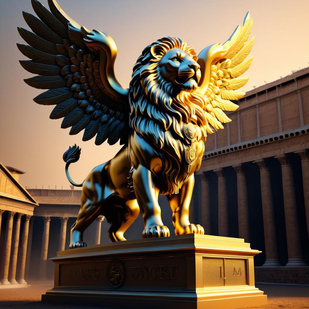 Majestic Lion of Rome with Wings