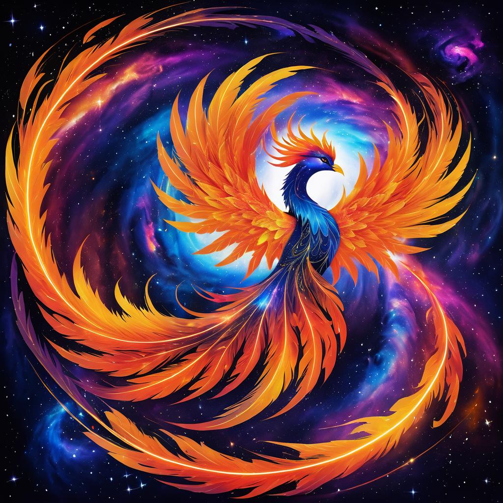 Majestic Phoenix Amidst Cosmic Gases