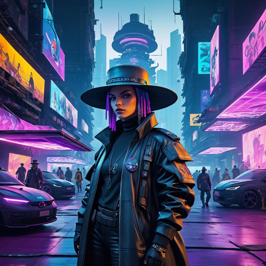 Dystopian Street Artist in Cyberpunk World