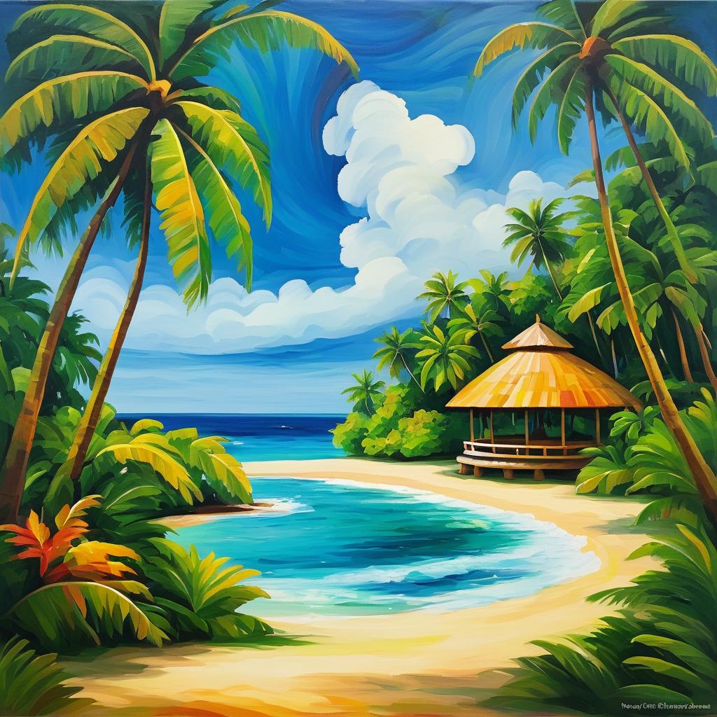 Tranquil Beach Scene in Tropical Style