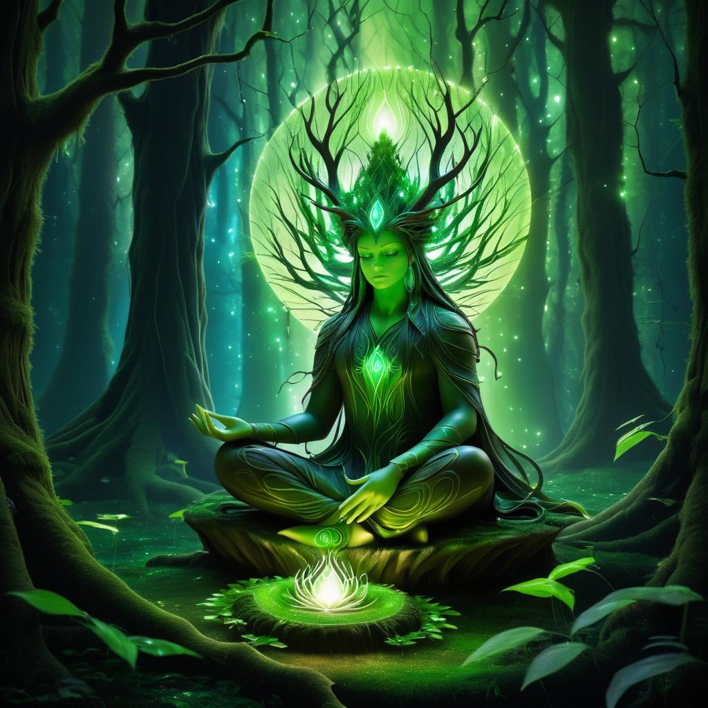 Ethereal Tree Spirit in Enchanted Forest