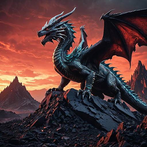 Ancient Dragon on Volcanic Peak