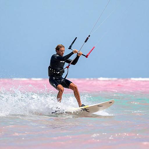 Kite Surfer Soaring Above Lagoon