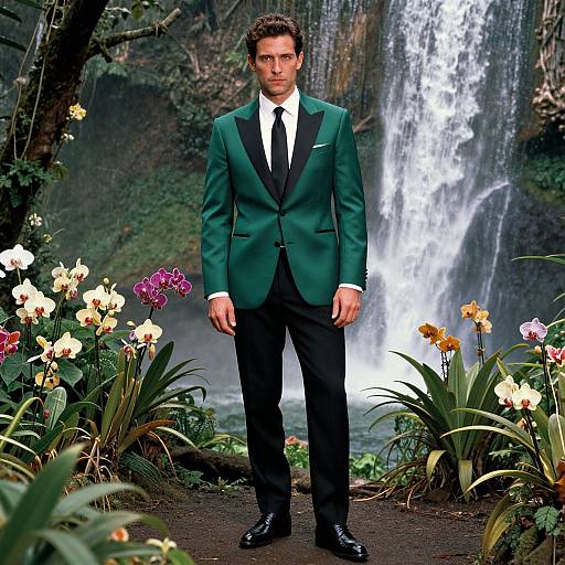 Man in Emerald Tuxedo in Rainforest