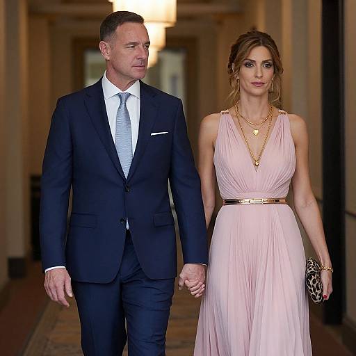 Elegantly Dressed Couple in Hallway