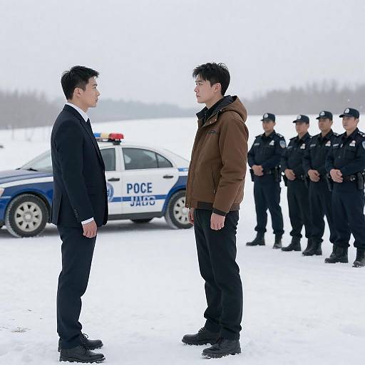 Confrontation in a Snowy Landscape