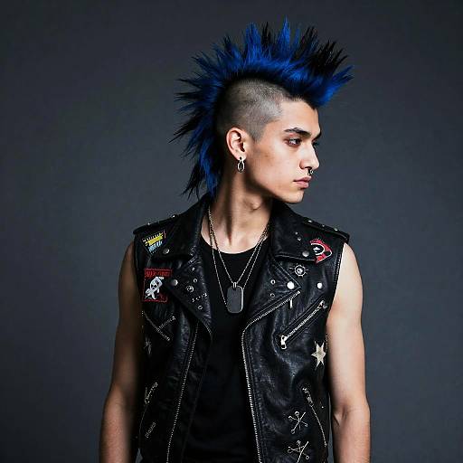 Young Punk Man with Blue Mohawk