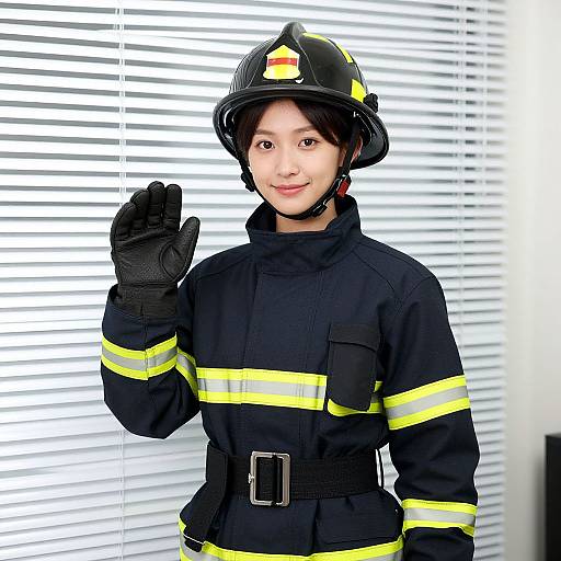 Realistic Firefighter Woman Costume Portrait