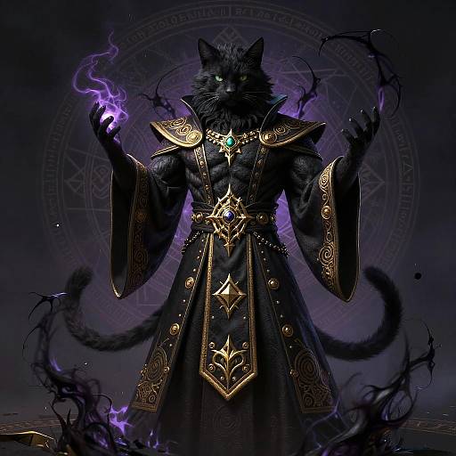 Black Leonin Sorcerer Casting Shadow Magic