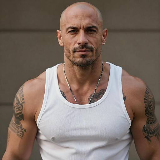 Intense Portrait of a Muscular Man