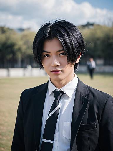 Realistic Nezuko Cosplay Boy Outdoors