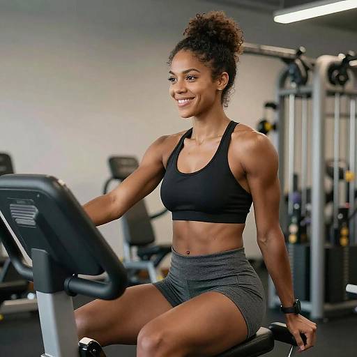 Confident Muscular Black Woman in Gym