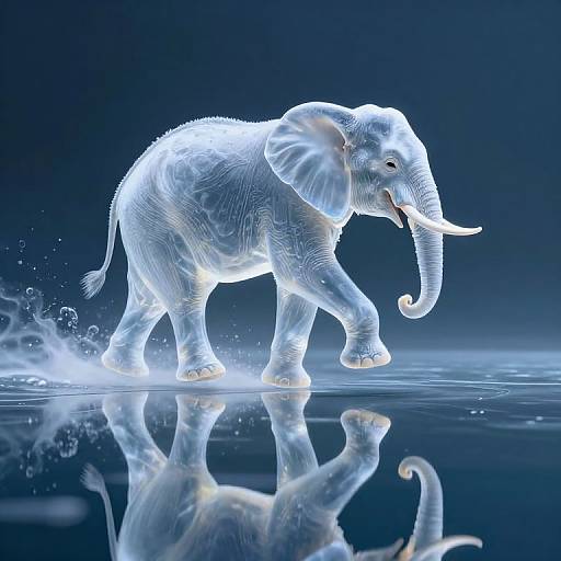 Ethereal Elephant in Mirrored Landscape