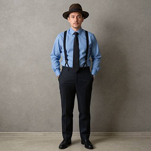 Man in Brown Hat and Blue Shirt