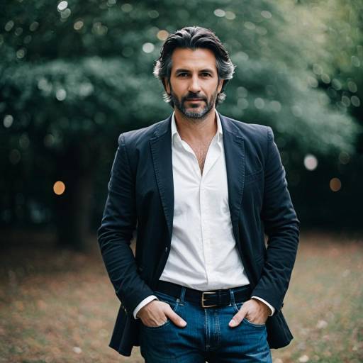 Confident Man in Blazer and Jeans Outdoors