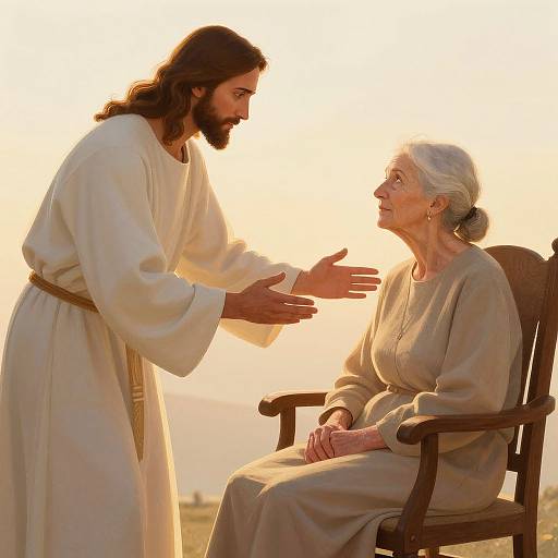 Jesus Healing Elderly Woman Illustration