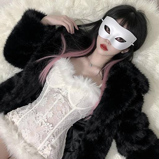 Stylish Portrait with Mask and Fur