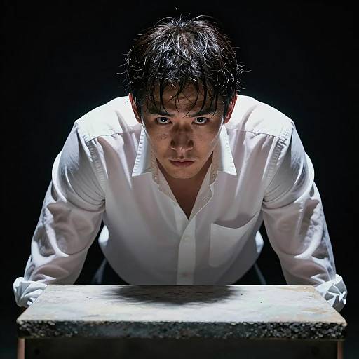 Intense Portrait of a Disheveled Man