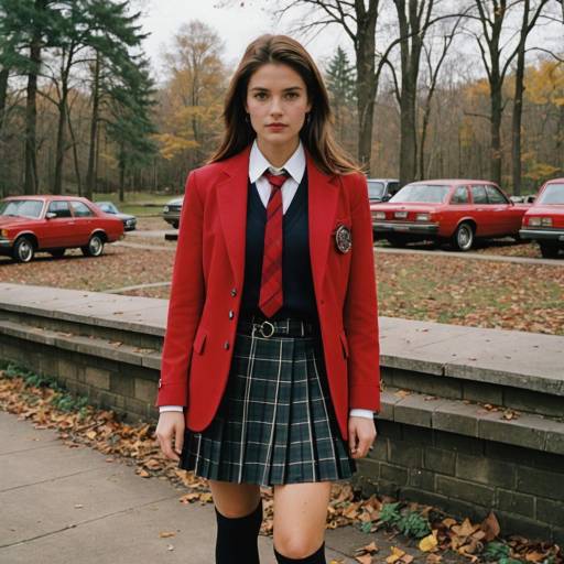 Young Woman in Rebelde Preppy School Uniform