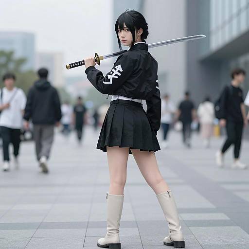 Dynamic Cosplay Portrait of Warrior Woman