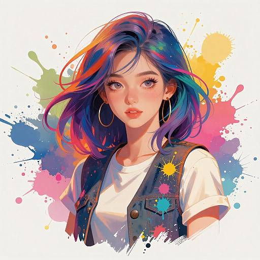 Vibrant Young Woman with Colorful Style