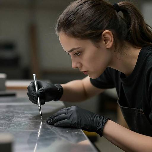 Woman Working with Metal Tool