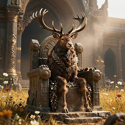 Majestic Stag King in Ancient Temple