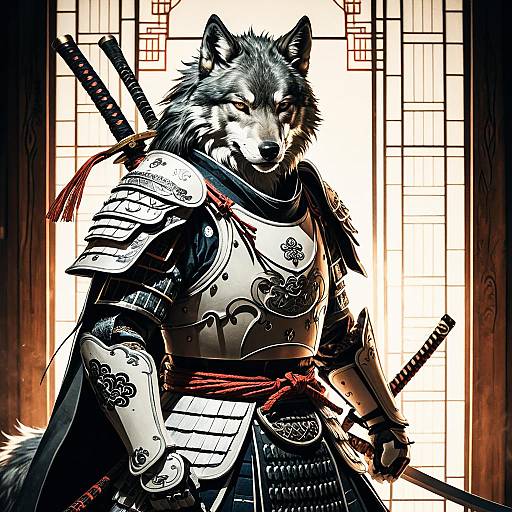 Anime Wolf Ronin in Samurai Armor