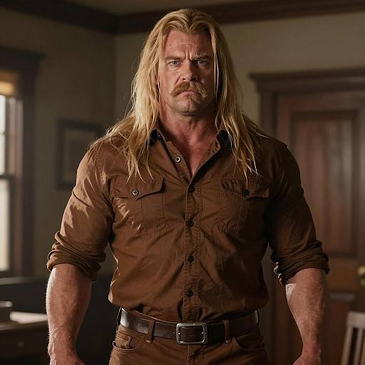 Muscular Man in Joe Dirt Halloween Costume